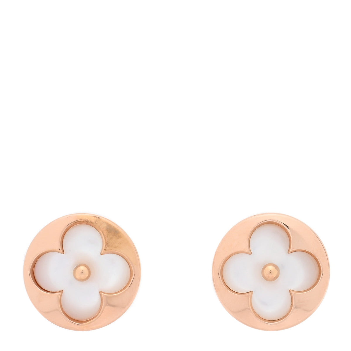 18K Pink Gold Mother of Pearl Color Blossom Sun Stud Earrings