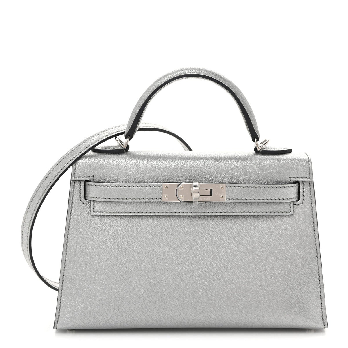 Metallic Chevre Chamkilight Mini Kelly Sellier 20 Argent