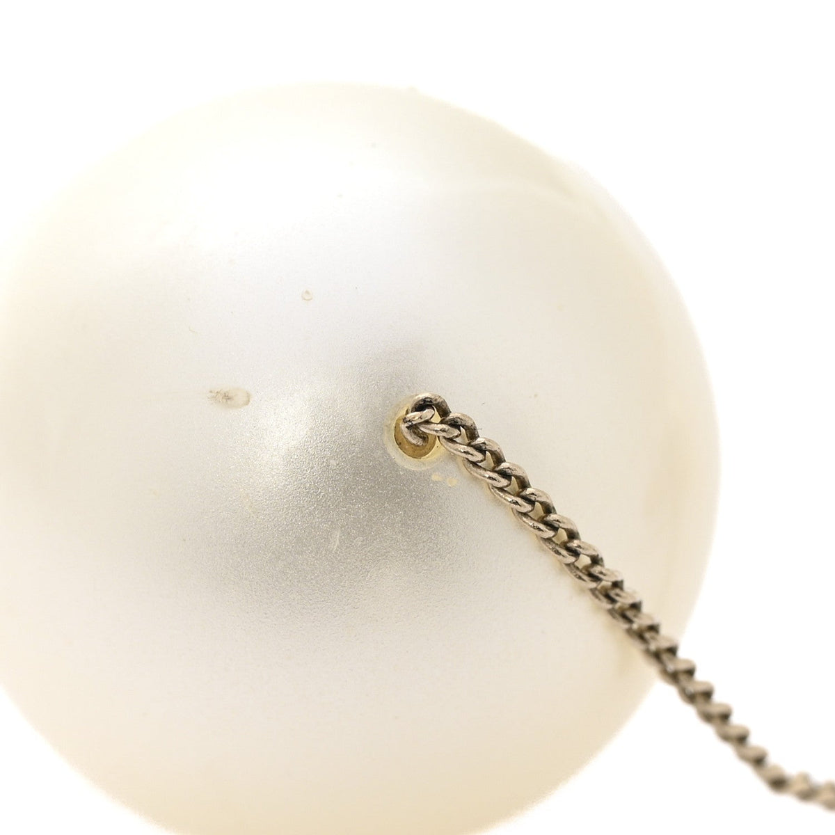 Pearl CC Chain Drop Earrings Gold