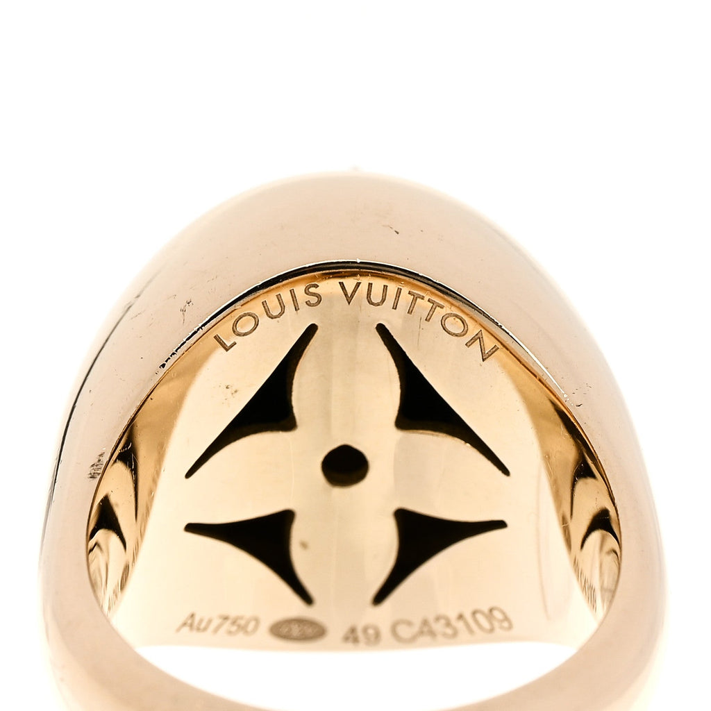 18K Yellow Gold Diamond Malachite Blossom Signet Ring 49 5