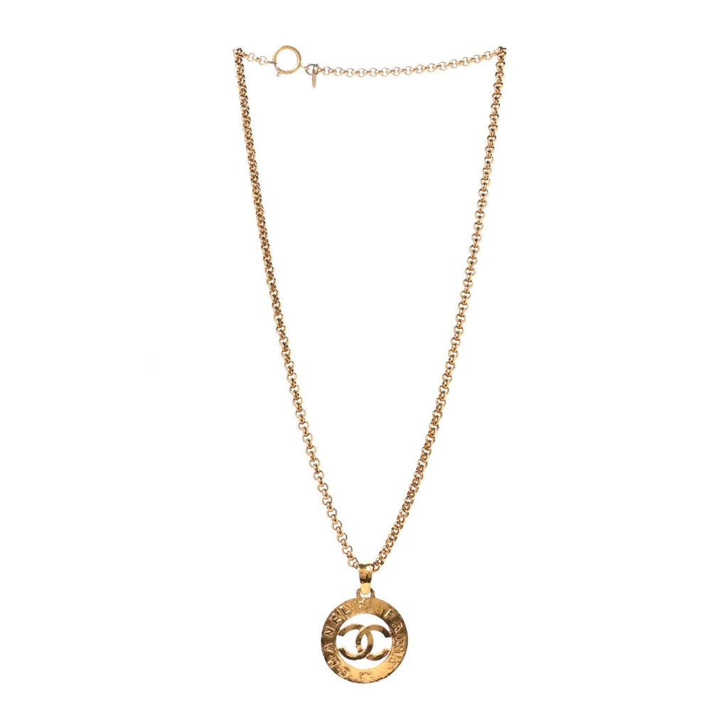 CC Chain Pendant Long Necklace Gold