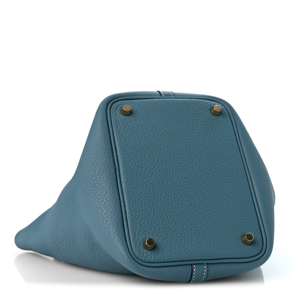 Taurillon Clemence Picotin Lock 18 PM New Blue Jean