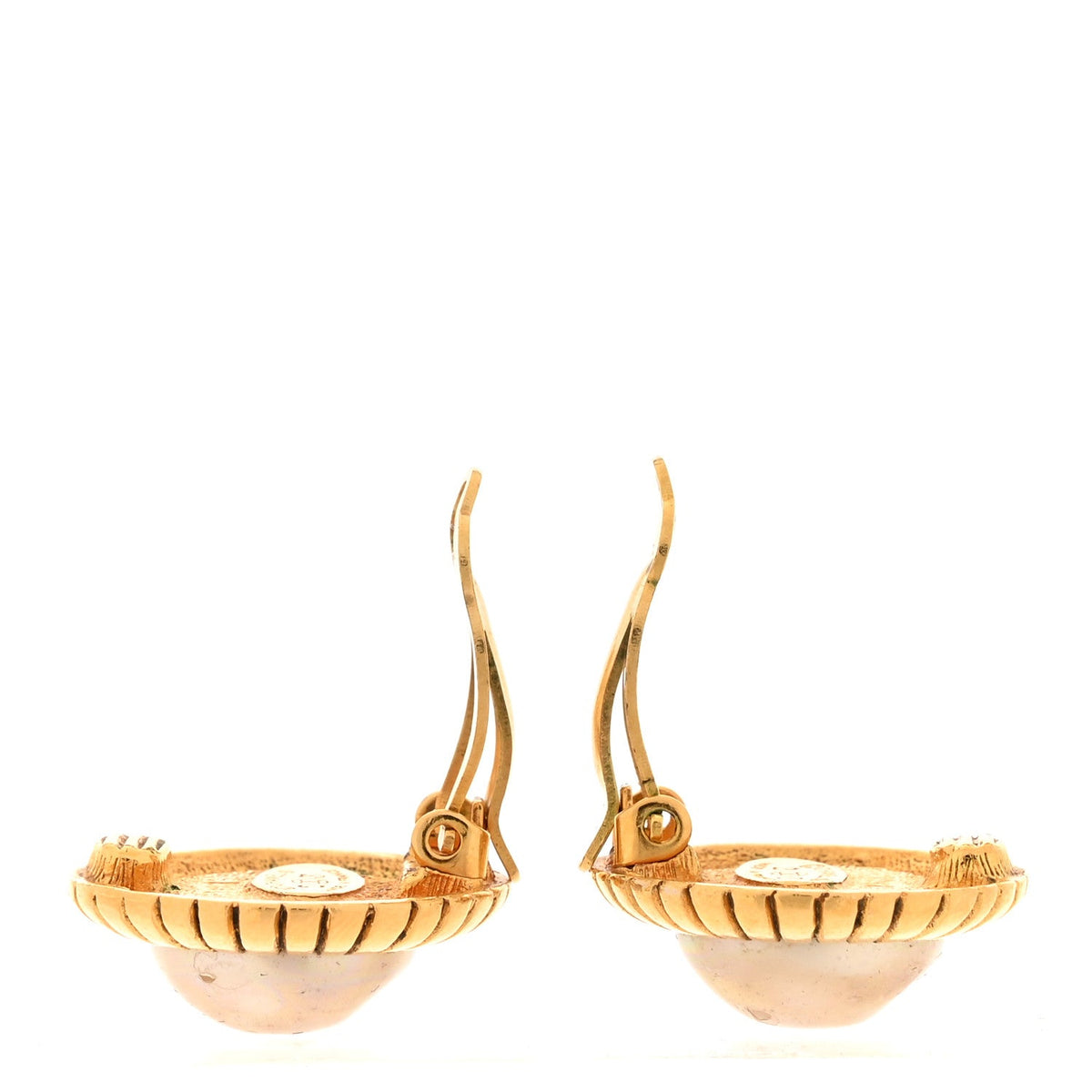 Pearl Round Clip On Earrings Gold