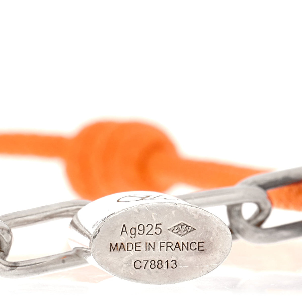 Sterling Silver Virgil Abloh Lockit Adjustable Cord Bracelet Orange