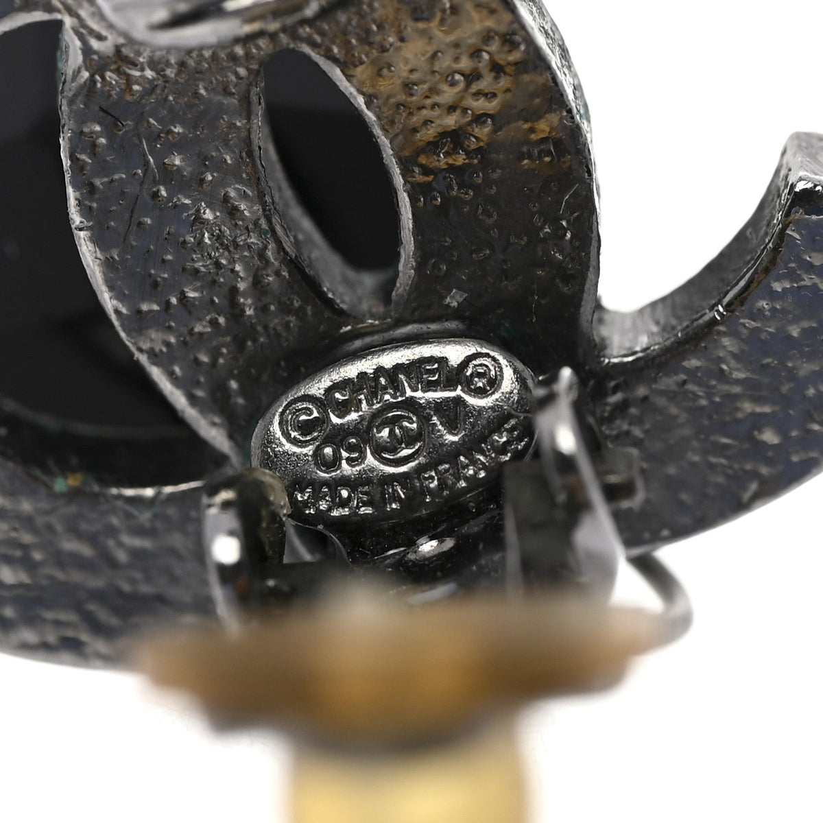 Ruthenium CC Bead Drop Clip On Earrings Black