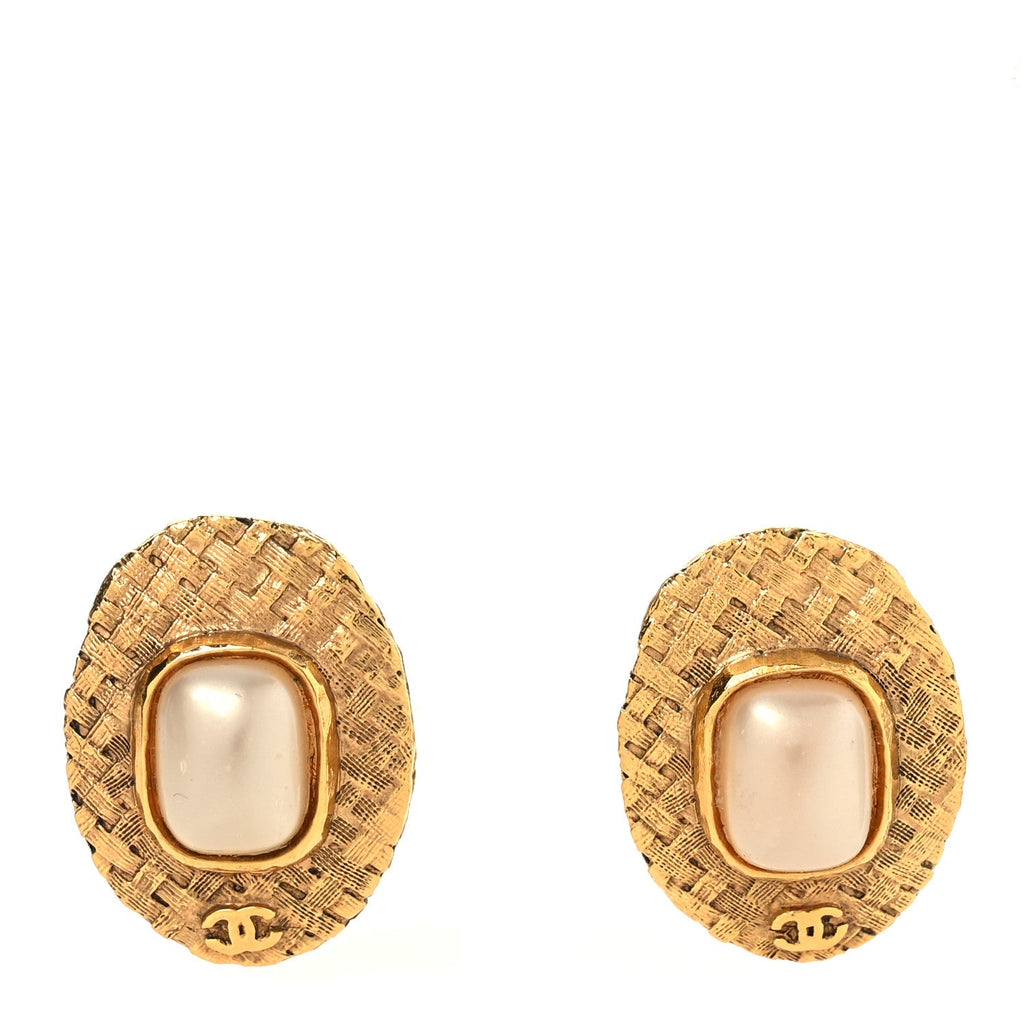 Pearl Clip On Earrings Gold