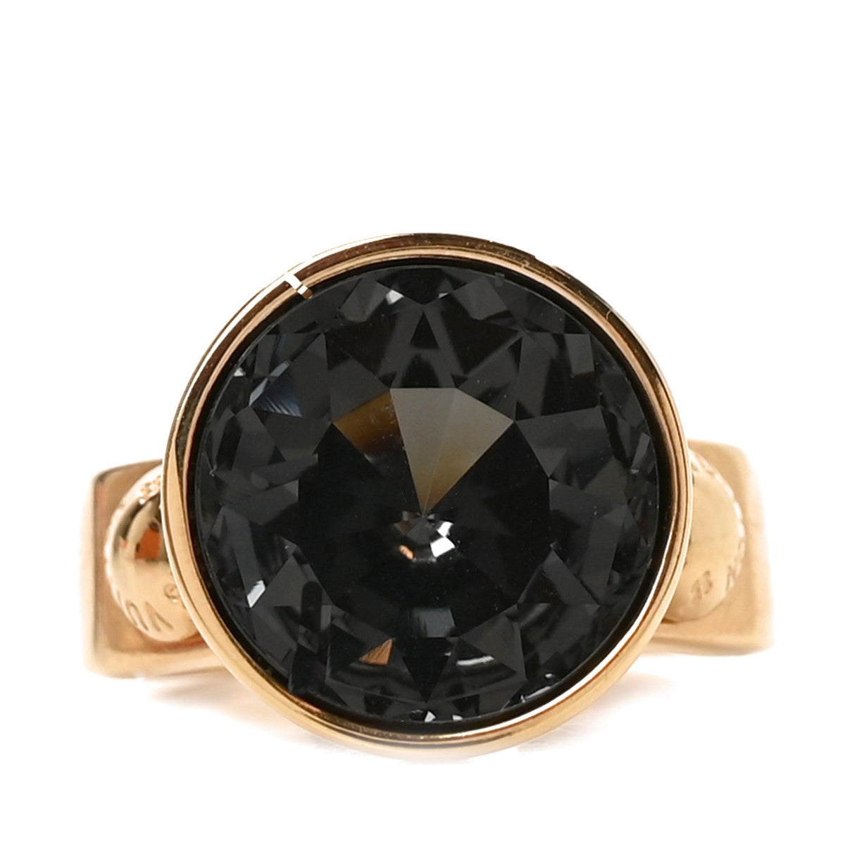 Crystal Ring L Gold Black