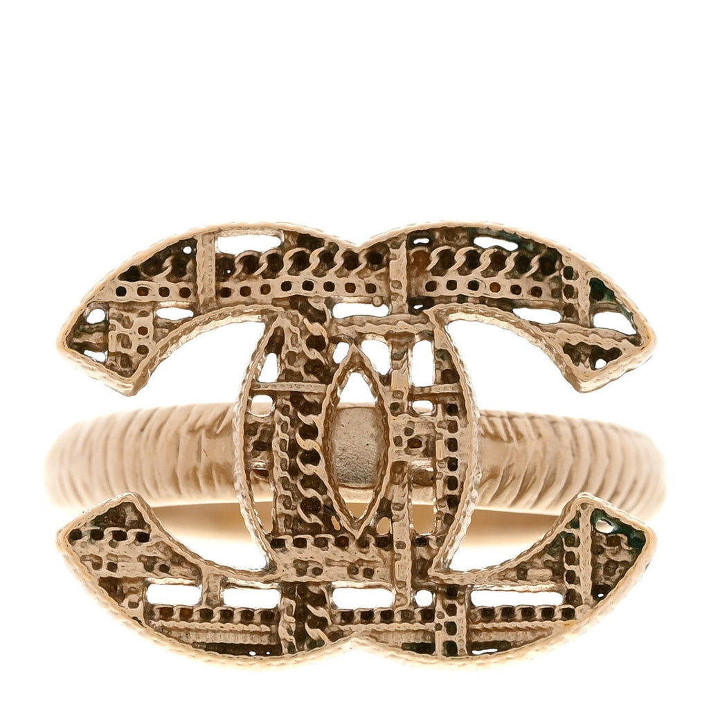 Tweed Effect CC Ring 53 6.25 Gold