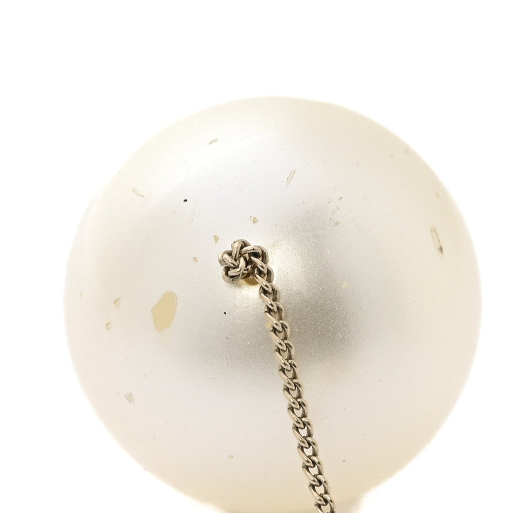 Pearl CC Chain Drop Earrings Gold