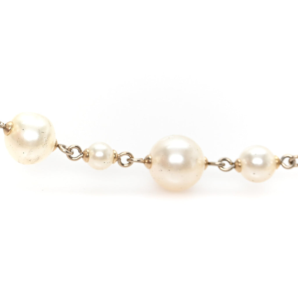 Pearl CC Long Necklace Gold