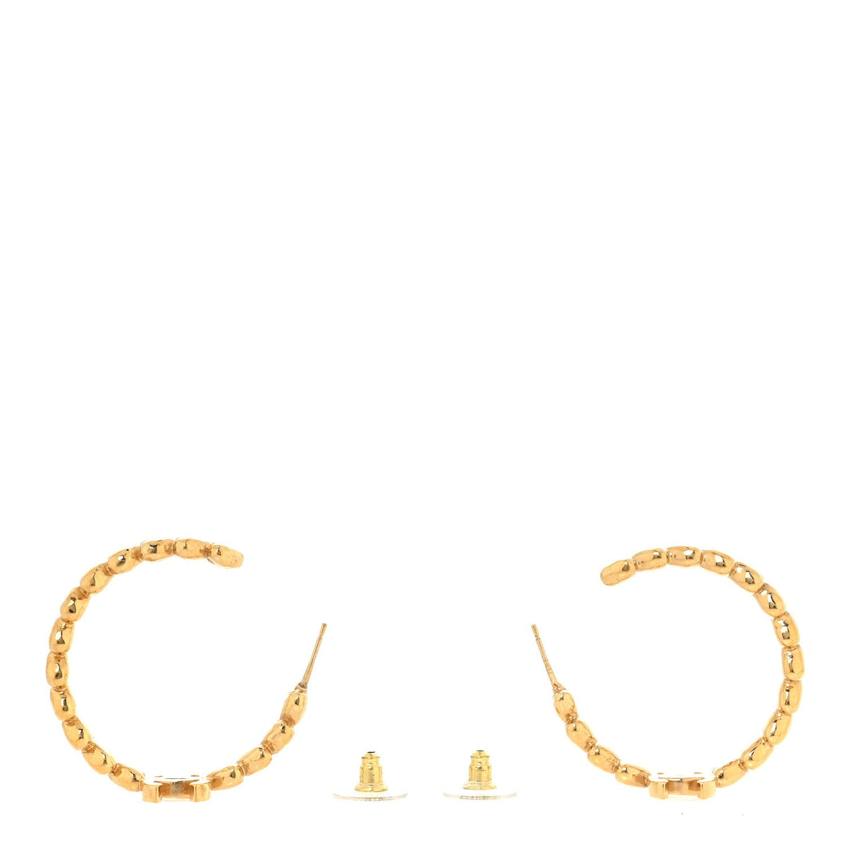 Crystal Heart CC Hoop Earrings Gold