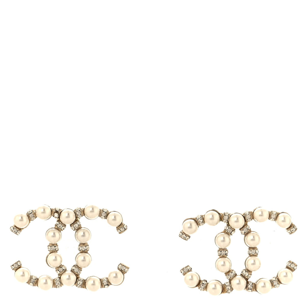 Pearl Crystal Nefertiti CC Earrings Gold