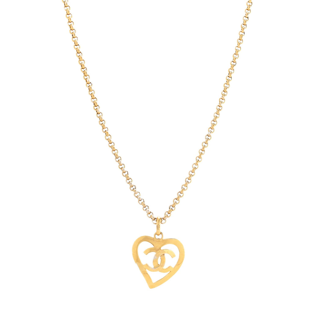CC Heart Chain Pendant Necklace Gold