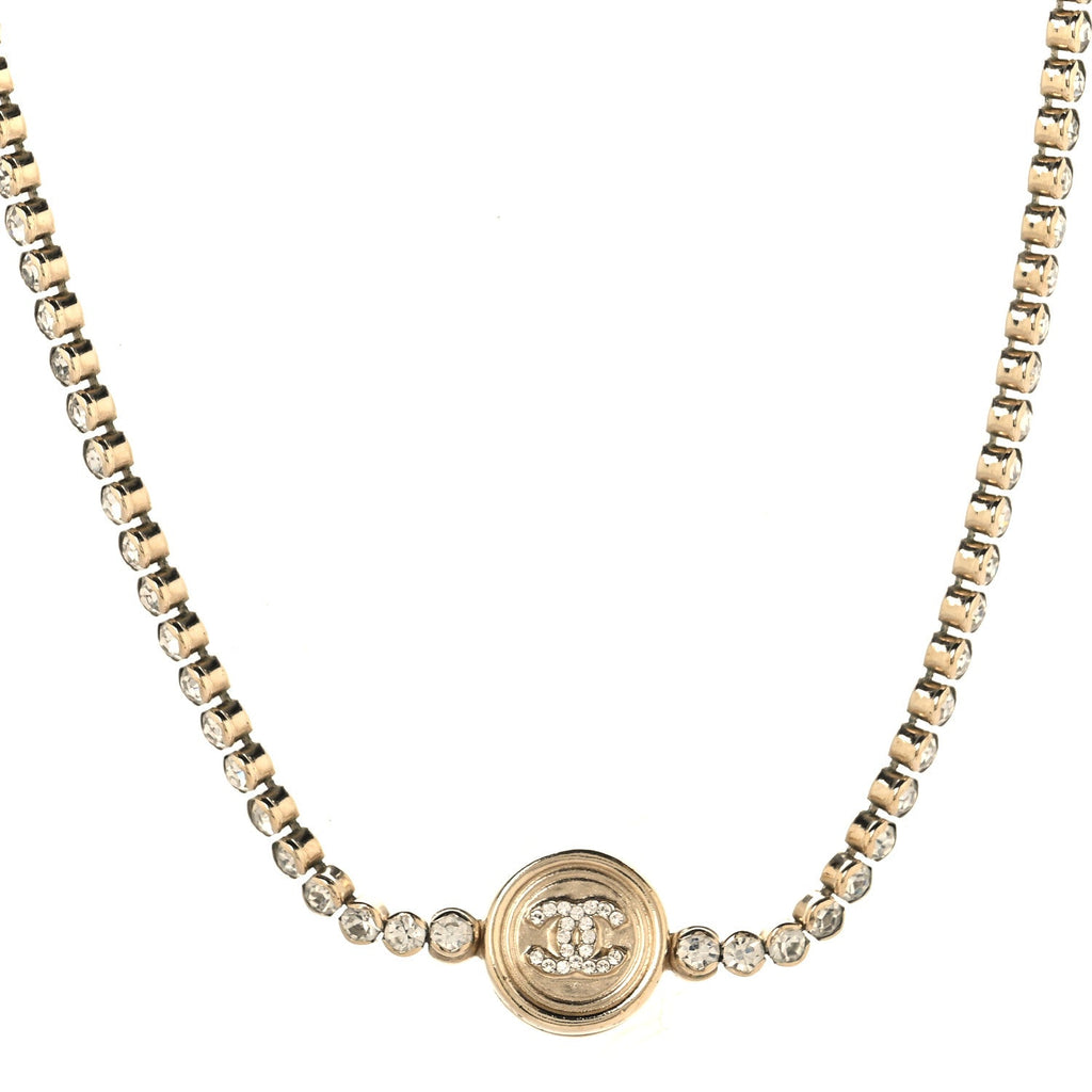 Crystal CC Chain Short Necklace Gold