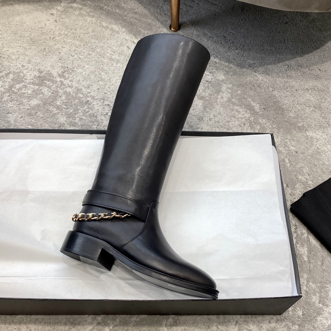 CC 25 Chain High Boots 30mm Black Calfskin 527576