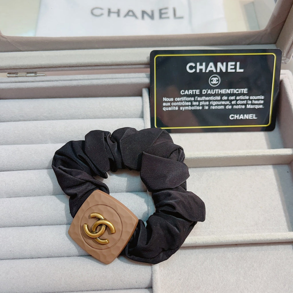 BLACK MIX CAMEL BROWN WRINKLED FABRIC SCRUNCHIE 875870