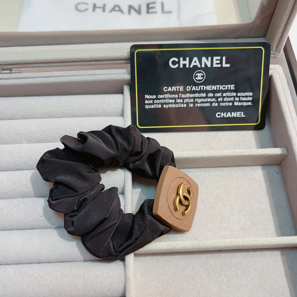 BLACK MIX CAMEL BROWN WRINKLED FABRIC SCRUNCHIE 875870