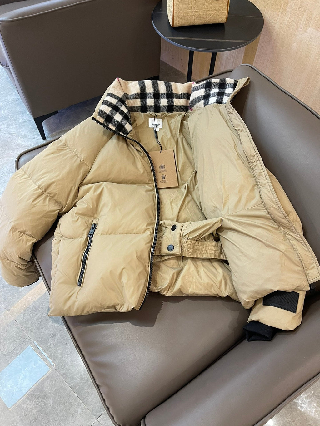 Burberry 25 Short Jacket Beige Down Nylon