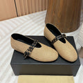 alaia ballet flat beige paper straw