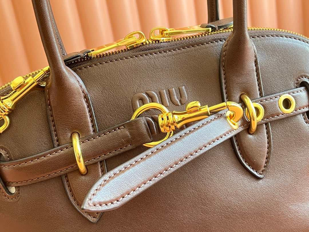 Briarwood Aventure Nappa Leather Top-handle Bag 33cm Chocolate 231061