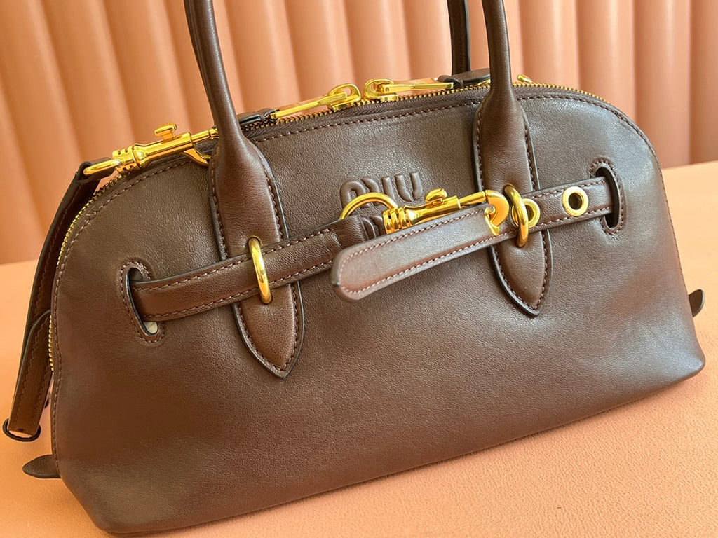 Briarwood Aventure Nappa Leather Top-handle Bag 33cm Brown 231060