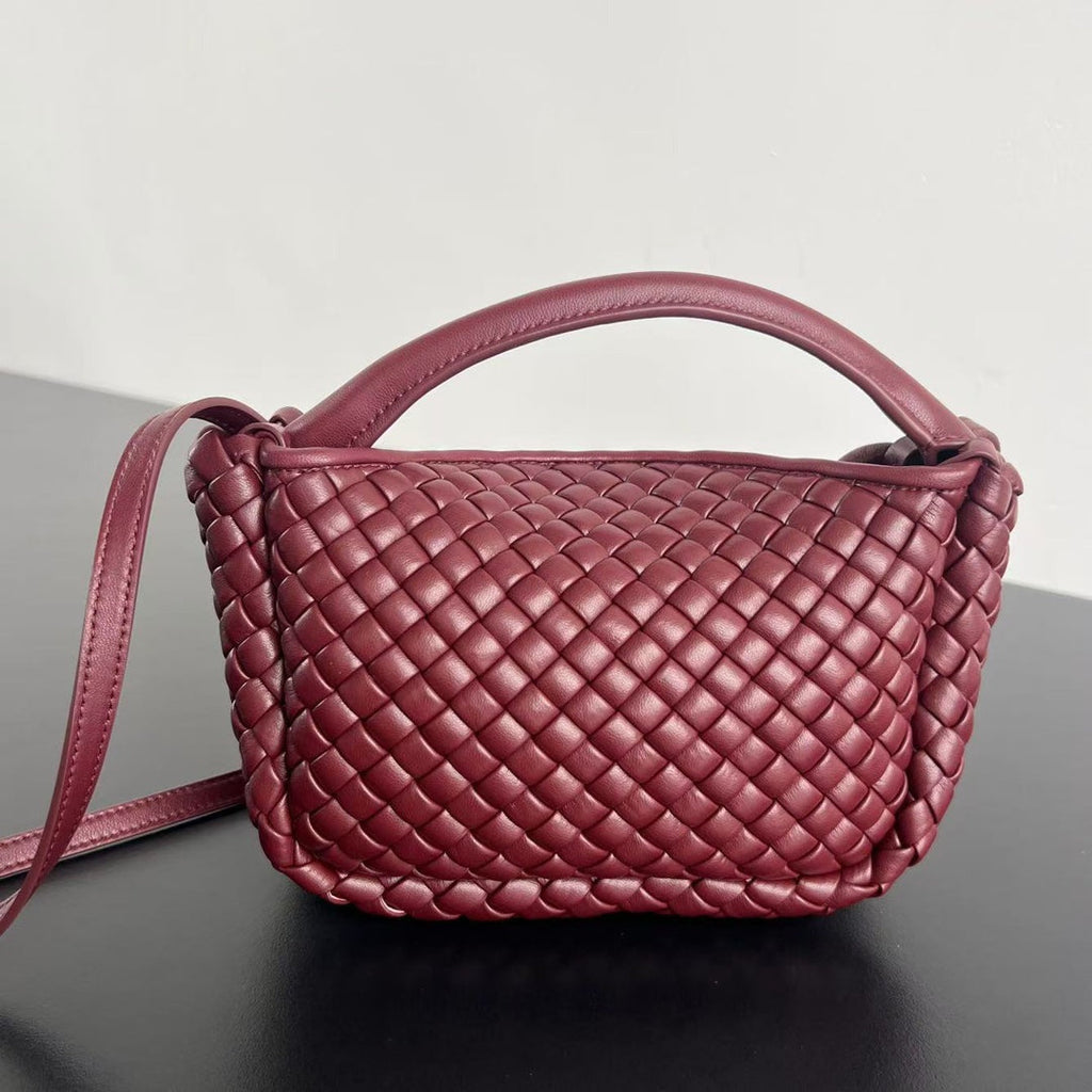 BV Small Cobble Top Handle 23cm Dark Red Lambskin