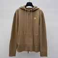 Burberry 25 Zipper-Up Hooded Knit Cardigan Beige Wool Cashmere