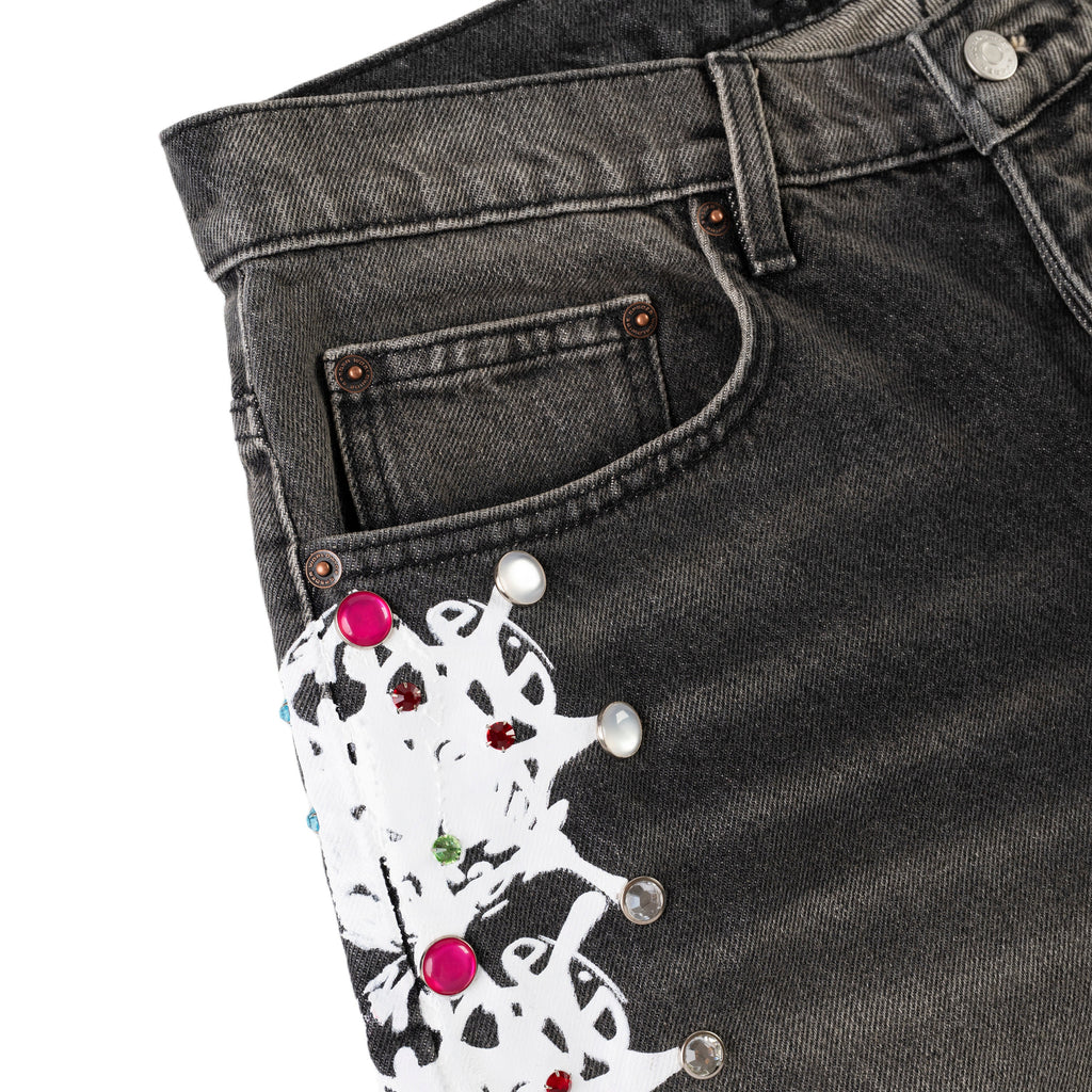 WEB STONE DENIM SHORT