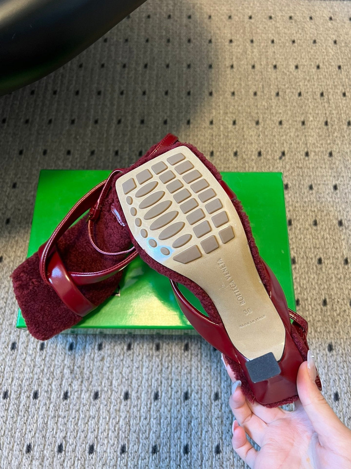 BV 26s Square-Toe High-Heel Sandals 9cm Red Lambskin Wool