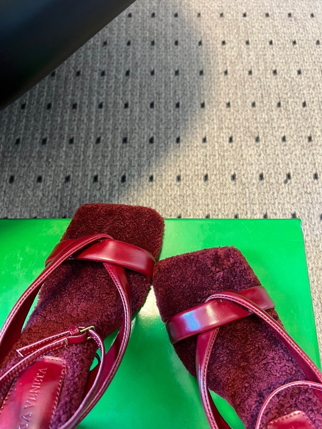 BV 26s Square-Toe High-Heel Sandals 9cm Red Lambskin Wool