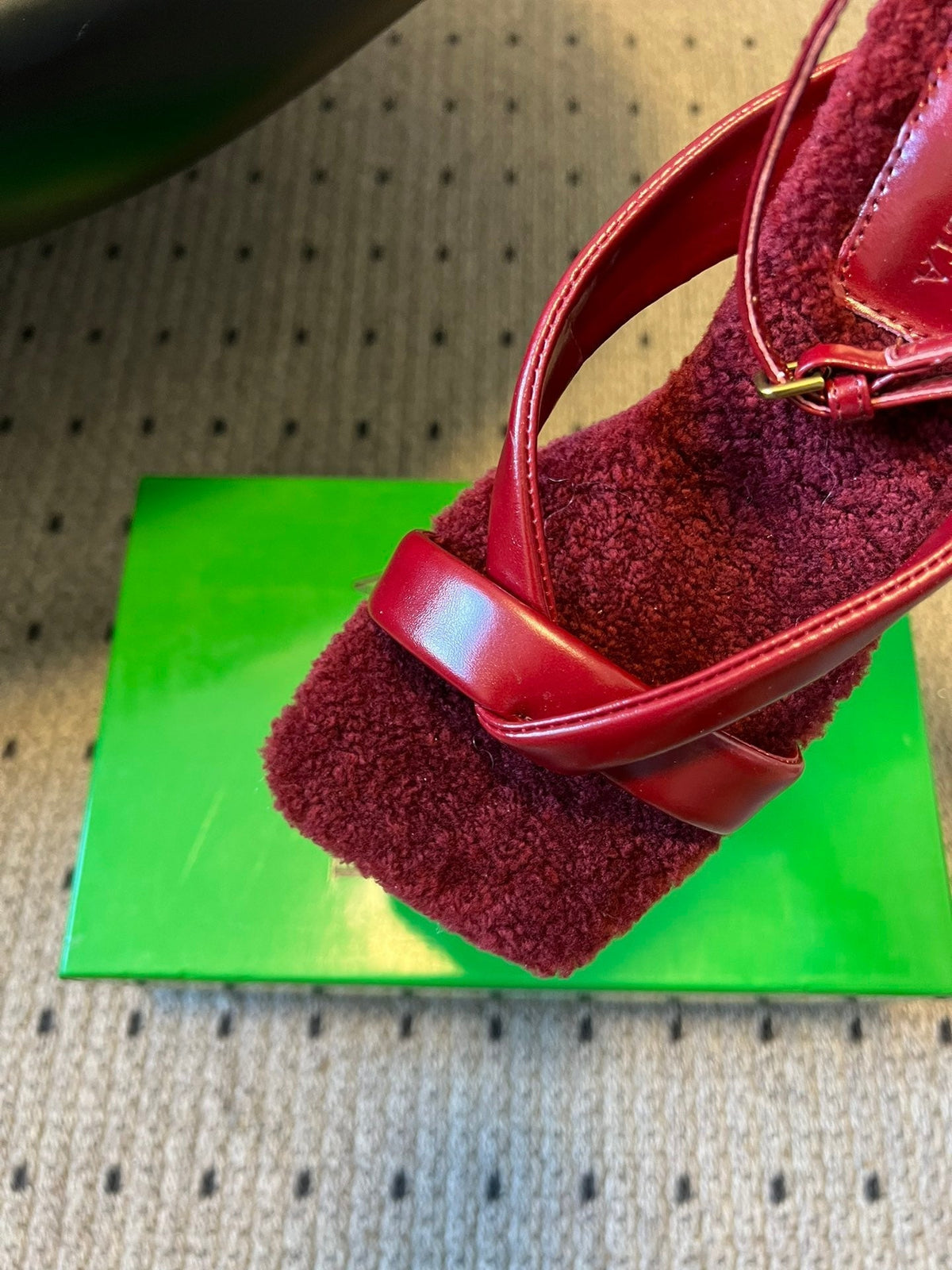 BV 26s Square-Toe High-Heel Sandals 9cm Red Lambskin Wool