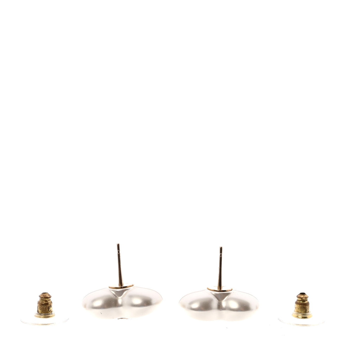 Pearl Crystal CC Heart Earrings Gold