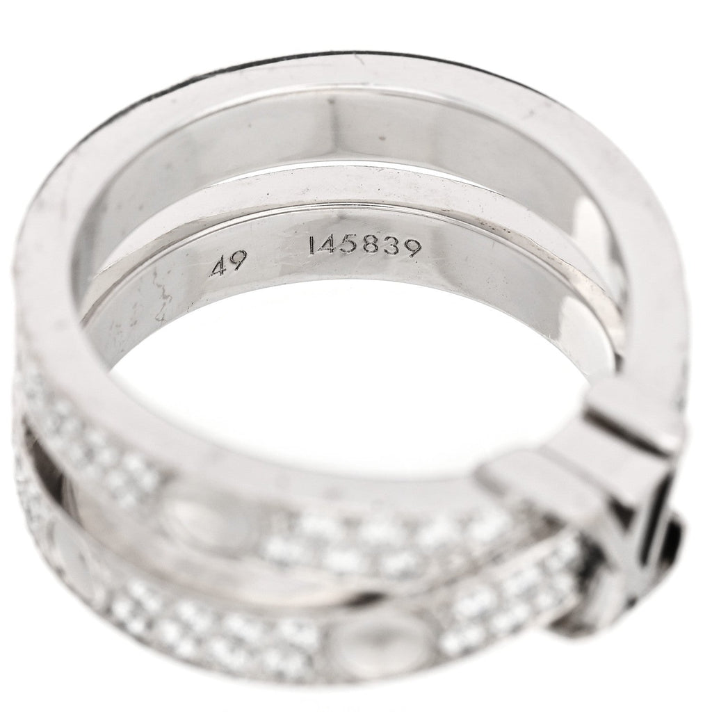 18K White Gold Diamond Empreinte Double Pave Ring 49 5