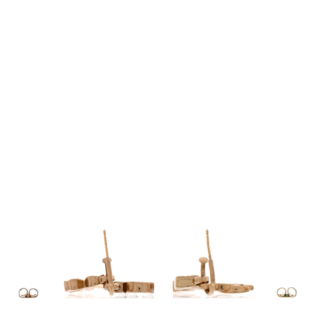 Metal Drop No 5 Clover CC Earrings Gold