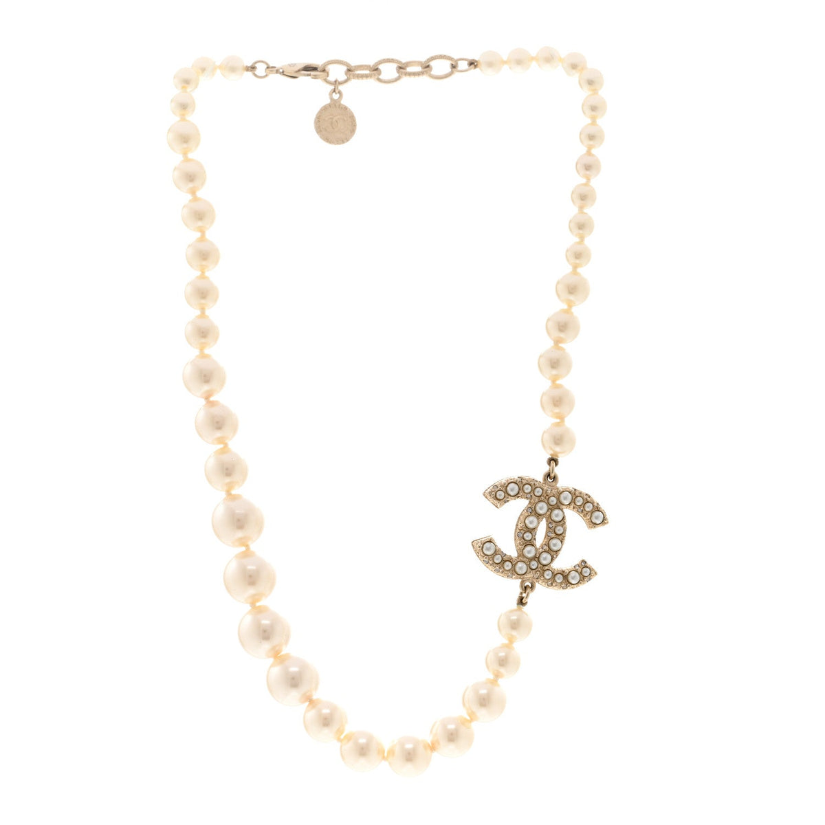 Pearl CC 100th Anniversary Necklace Light Gold