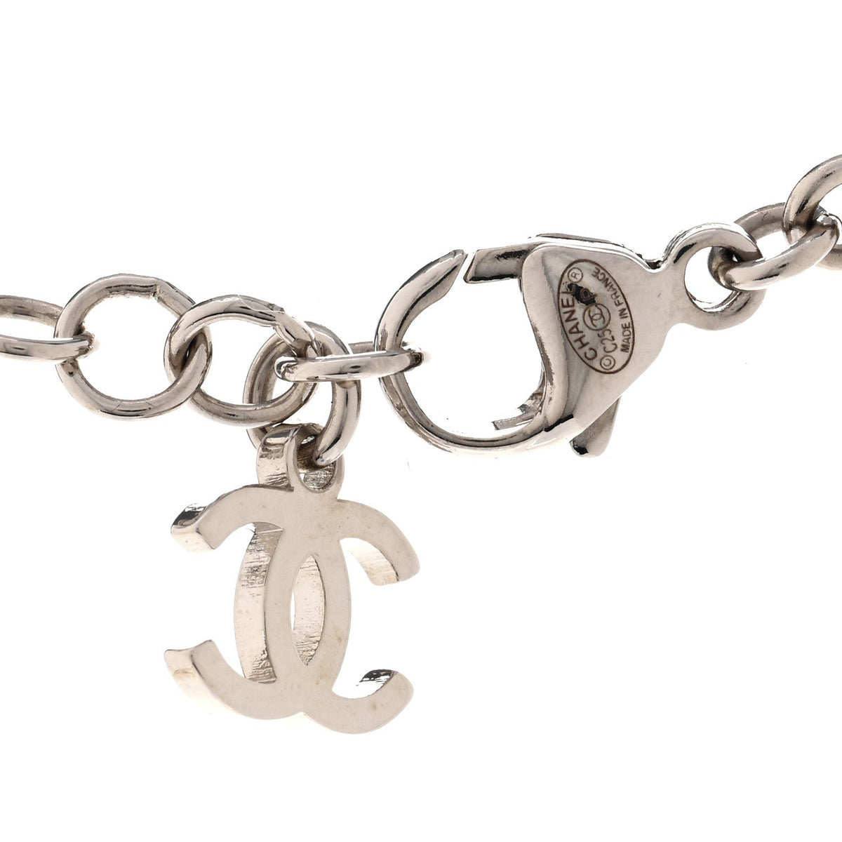 Crystal CC Heart Necklace Silver