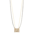 Metal Lambskin Pearl Chain Flap Bag Long Necklace Gold Black Pearly White