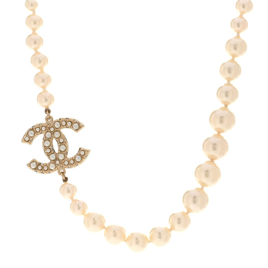 Pearl CC 100th Anniversary Necklace Light Gold
