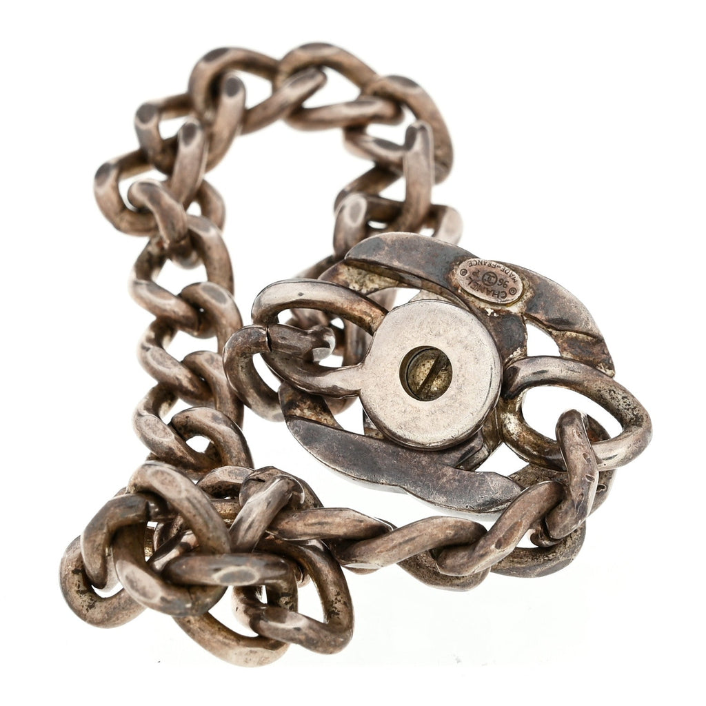Metal CC Turnlock Bracelet Silver