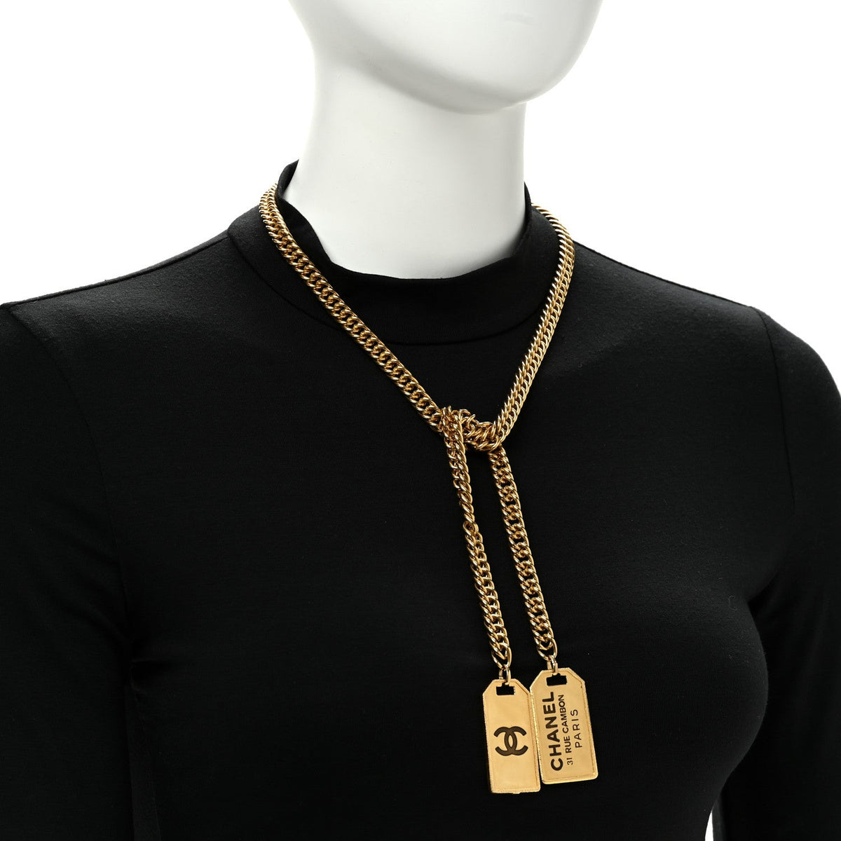 Metal ID Dog Tag Charm Necklace Gold