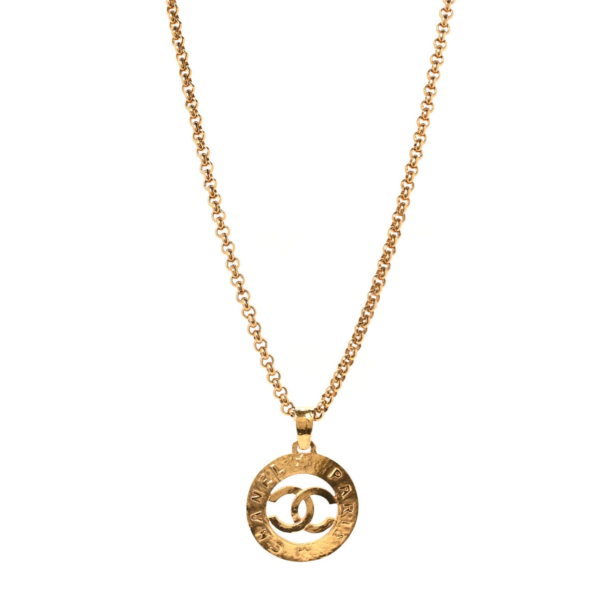 CC Chain Pendant Long Necklace Gold