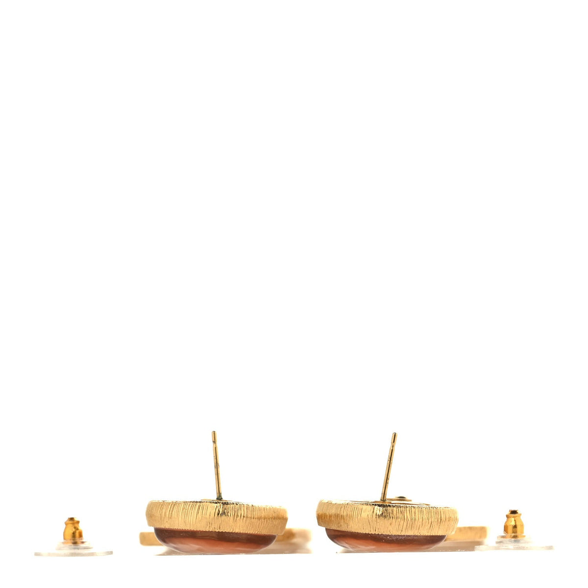 CC Tags Drop Earrings Gold Pink