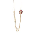 Resin Pearl Metal CC Camellia Multi Strand Long Necklace Gold Pink Multicolor