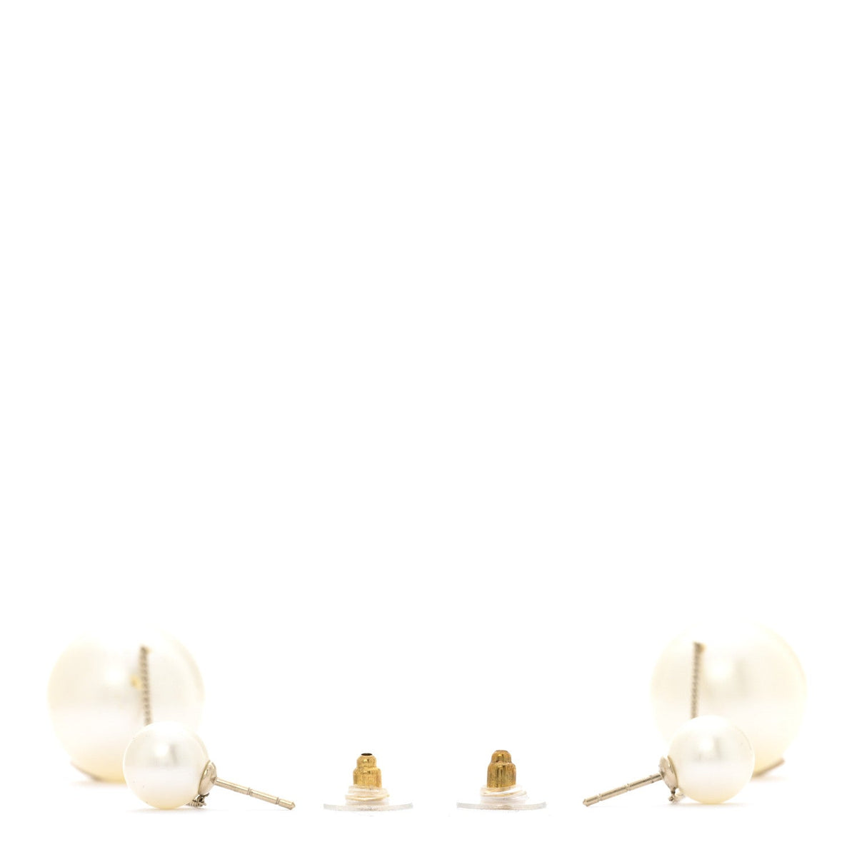 Pearl CC Chain Drop Earrings Gold