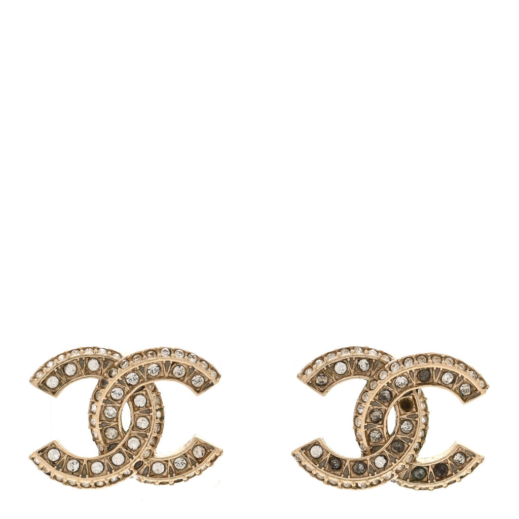 Crystal Timeless CC Earrings Light Gold