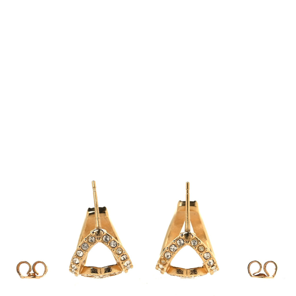 Crystal Strass CC Double Hoop Earrings Gold