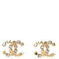 Baguette Crystal Logo CC Earrings Gold