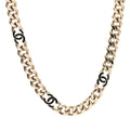 Metal Enamel Chain CC Choker Gold Black