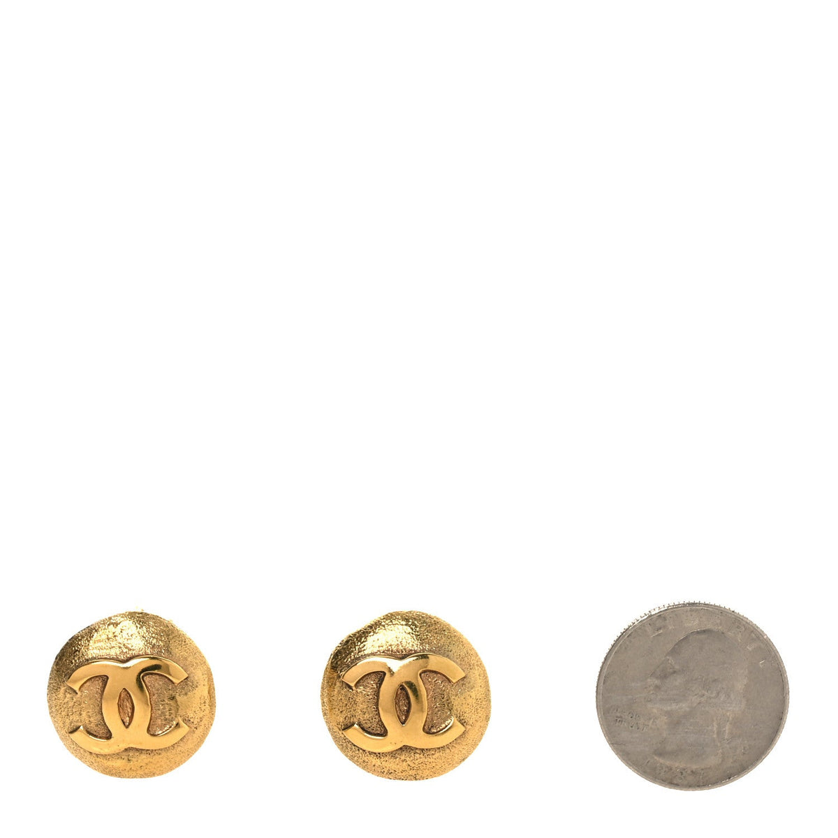 Round CC Clip On Earrings Gold