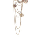Resin Pearl Metal CC Camellia Multi Strand Chain Necklace Pink Gold
